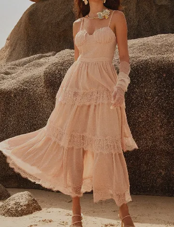Rochie lunga Anewsta, crem