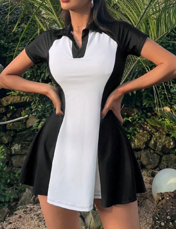 Rochie de plaja Dazy, alb/negru