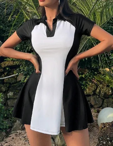 Rochie de plaja Dazy, alb/negru