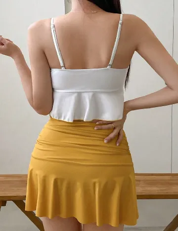 Costum de baie Dazy, alb/galben