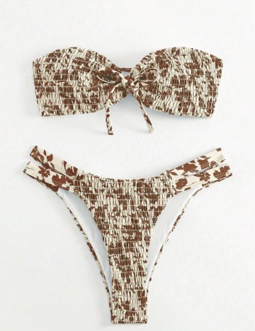 Costum de baie SHEIN, crem/maro
