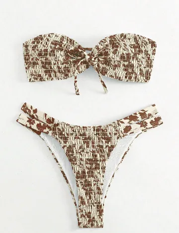Costum de baie SHEIN, crem/maro