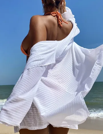 Costum de baie SHEIN, alb/portocaliu