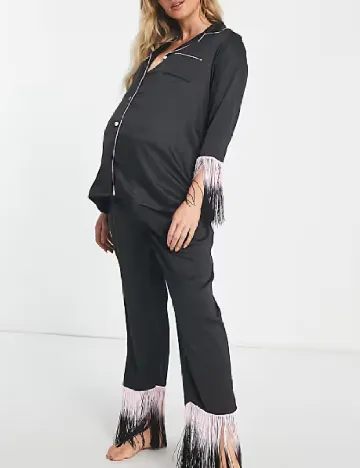 Pijama Loungeable Maternity, negru