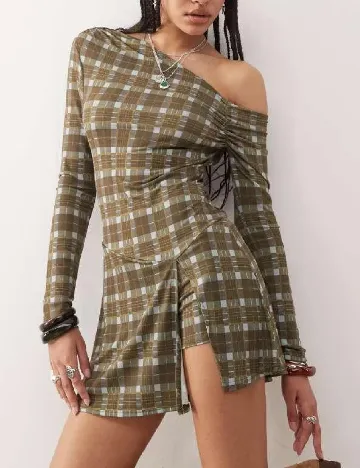 Rochie scurta Reclaimed Vintage, kaki