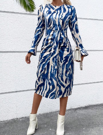 Rochie medie SHEIN, crem/albastru