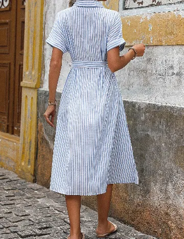 Rochie medie SHEIN, albastru/alb