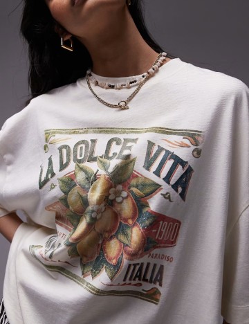 Tricou Top Shop, crem