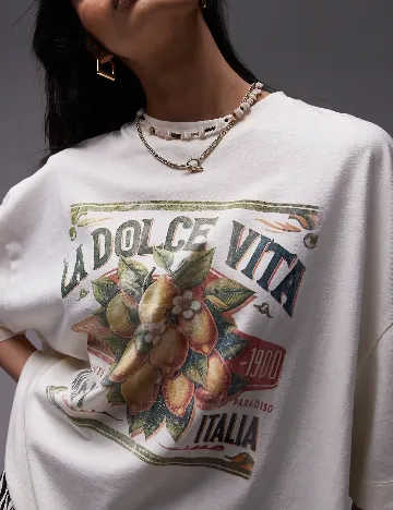 Tricou Top Shop, crem