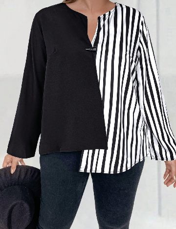 Bluza SHEIN CURVE, alb/negru
