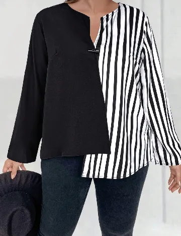 Bluza SHEIN CURVE, alb/negru