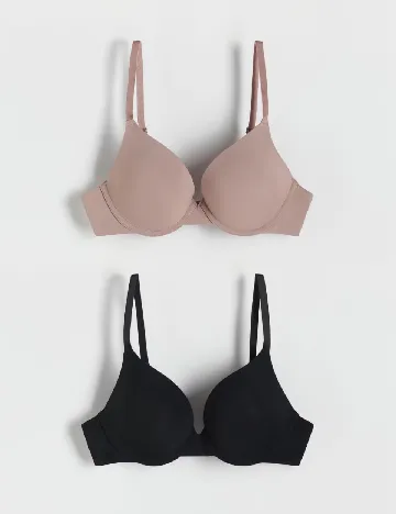 Set sutiene 2 bucati Reserved, negru/roz pudra inchis