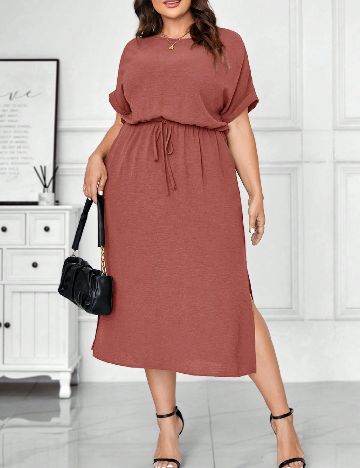 Rochie medie SHEIN CURVE, roz pudra inchis