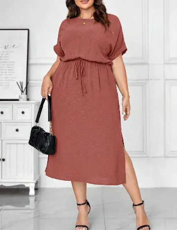 Rochie medie SHEIN CURVE, roz pudra inchis