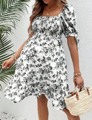 Rochie scurta SHEIN Maternity, alb