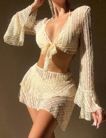 Costum de baie SHEIN, crem
