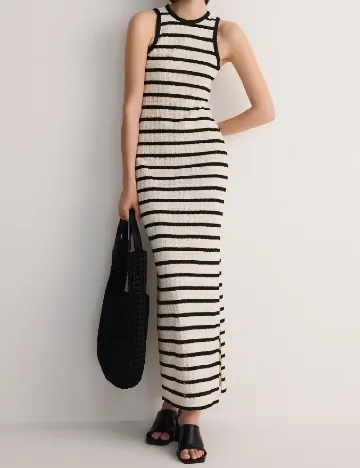 Rochie lunga Reserved, crem/negru