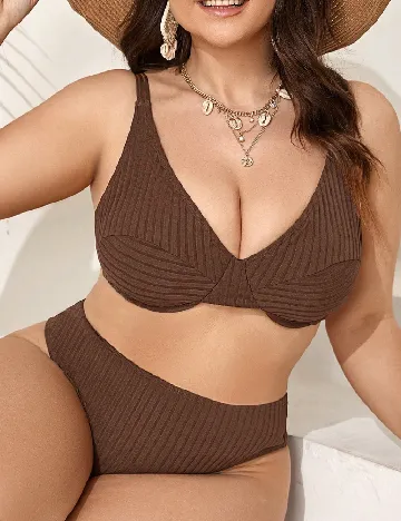 Costum de baie SHEIN CURVE, maro