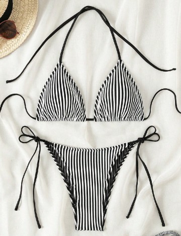 Costum de baie SHEIN, alb/negru