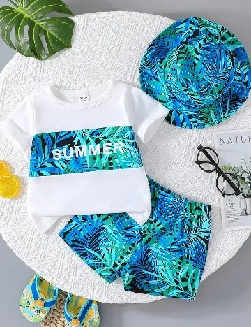 Compleu Shein Kids, alb/albastru