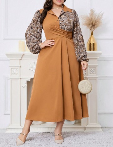 Rochie medie SHEIN CURVE, maro deschis