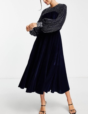 Rochie medie ASOS, bleumarin inchis