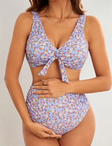 Costum de baie SHEIN Maternity, floral print