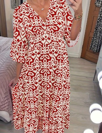 Rochie lunga SHEIN, rosu/alb