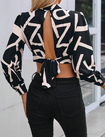 Top SHEIN, negru/crem