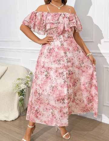 Rochie lunga SHEIN CURVE, floral print