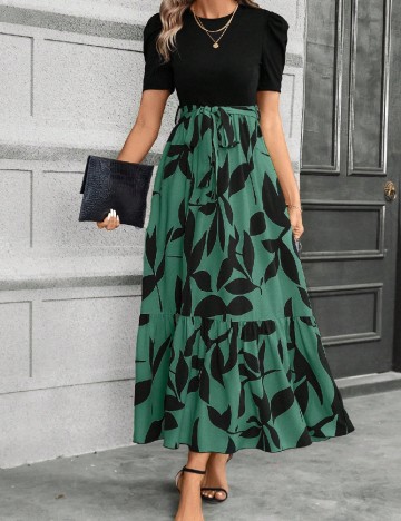 Rochie lunga SHEIN, negru/verde