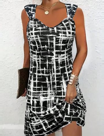 Rochie scurta SHEIN, alb/negru