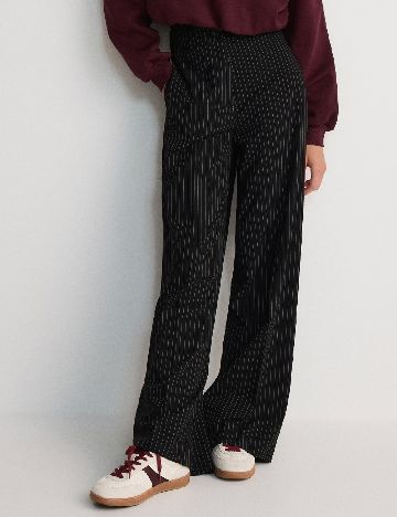Pantaloni Reserved, negru/alb