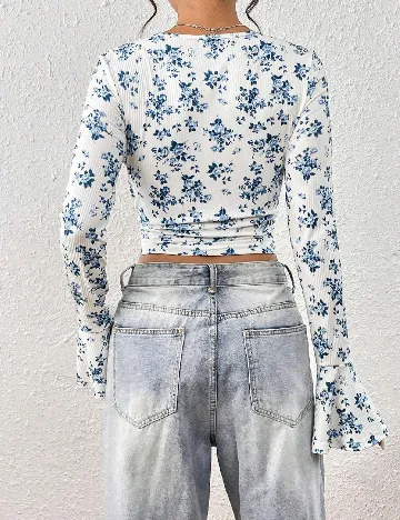 Top SHEIN, alb/albastru