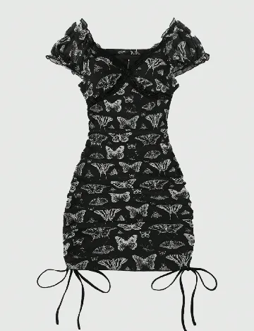 Rochie scurta Romwe Plus Size, negru Negru
