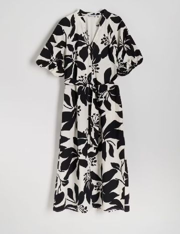Rochie medie Reserved, alb/negru