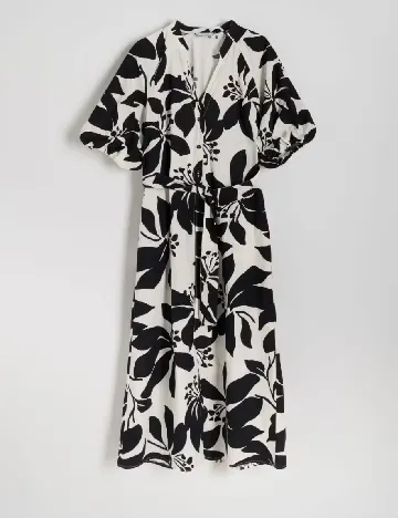 Rochie medie Reserved, alb/negru