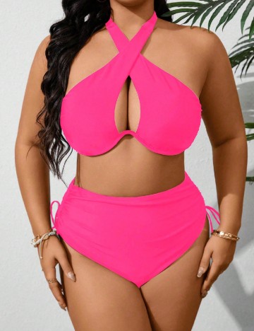 Costum de baie SHEIN CURVE, roz