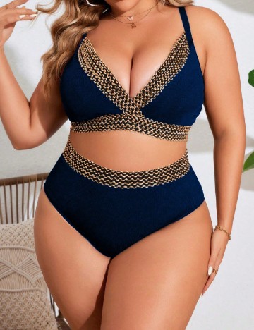 Costum de baie SHEIN CURVE, bleumarin