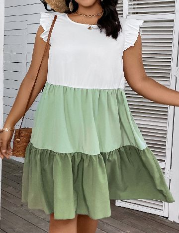Rochie medie SHEIN CURVE, alb/verde
