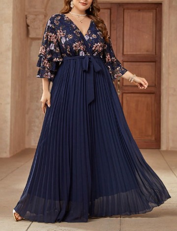 Rochie lunga Toleen Plus Size, albastru