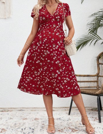 Rochie medie SHEIN Maternity, rosu