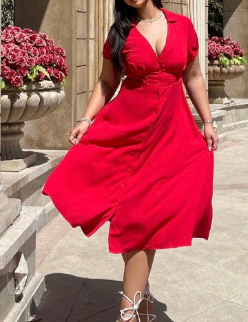 Rochie medie SHEIN CURVE, rosu