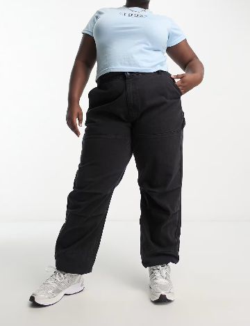Blugi I SAW IT FIRST Plus Size, negru