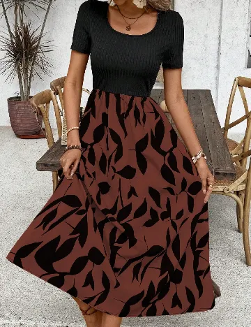 Rochie lunga SHEIN, negru/maro