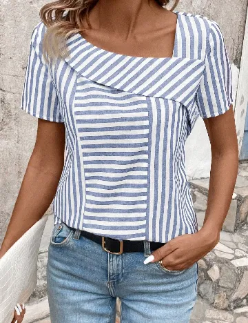 Bluza SHEIN, albastru/alb
