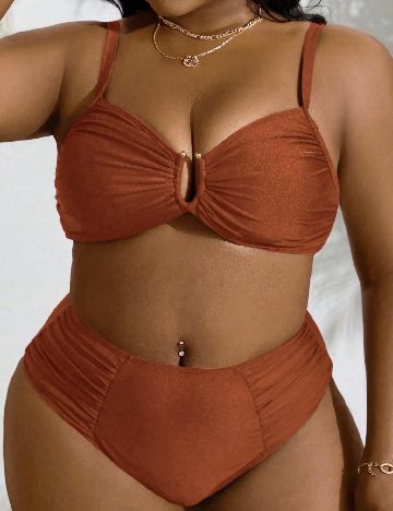 Costum de baie SHEIN CURVE, maro