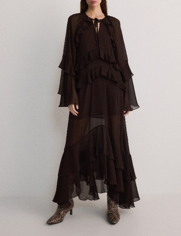 Rochie lunga Reserved, maro inchis