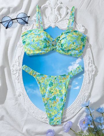 Costum de baie SHEIN CURVE, floral print