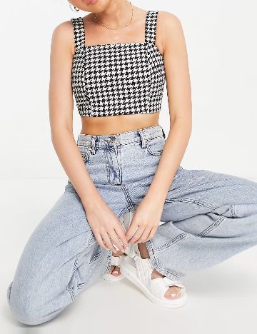 Top Miss Selfridge, alb/negru